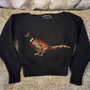 1981 Ralph Lauren Iconic Pheasant 100% Wool Hand Knit Sweater Size Small